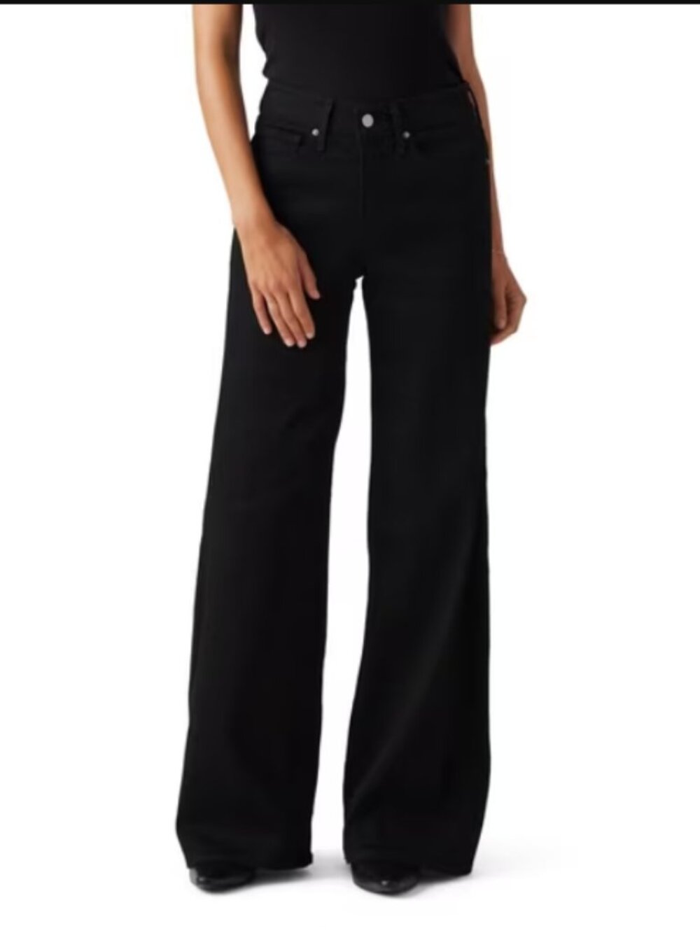 NWT Levi's 318 Shaping Wide Leg Jeans Soft Black Stellar Stretch 30 x 32 - Picture 2 of 3